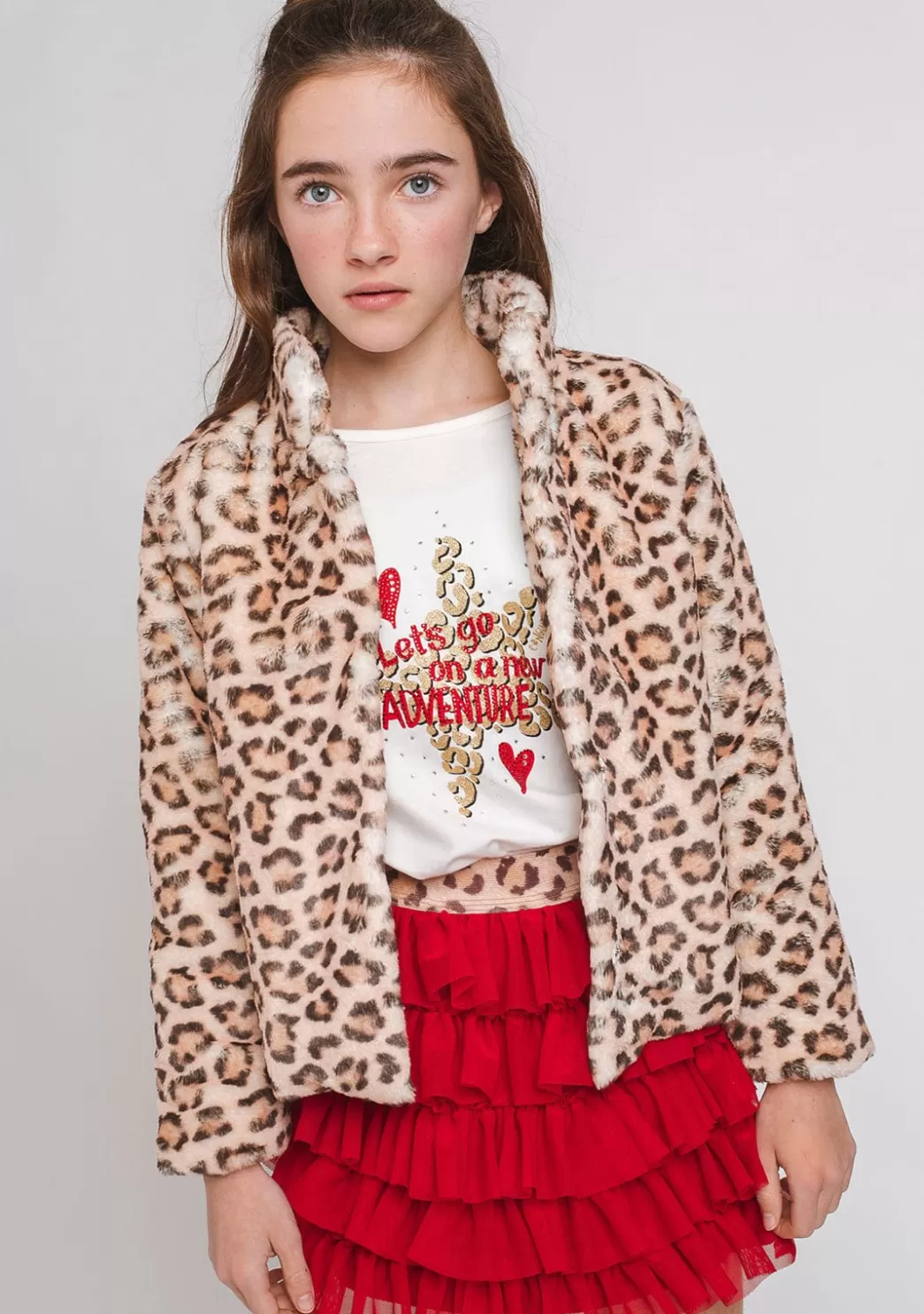 Flash Sale Abrigo Pelo De Niña Leopardo Chaquetas