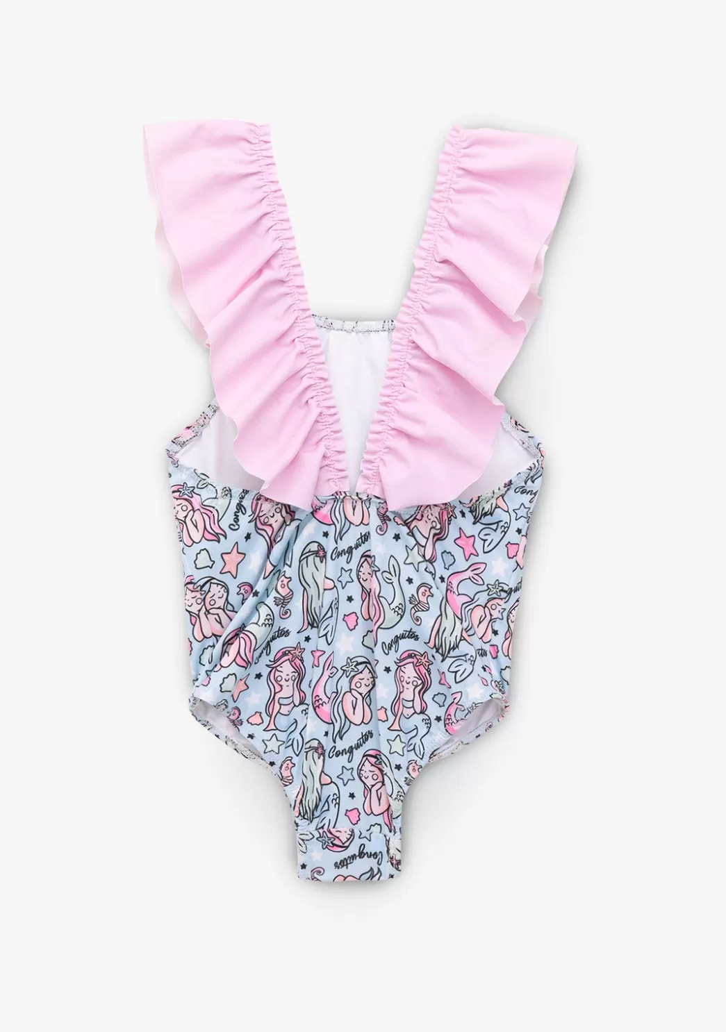 Flash Sale Bañador Niña Con Estampado De Sirena Azul Claro Y Coletero Baño
