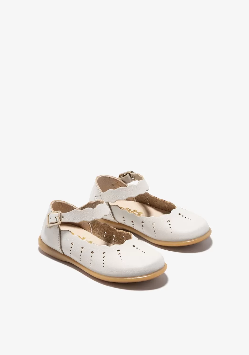 Online Bailarinas De Bebé Hebilla Ondas Beige Bailarinas | Zapatos De Ceremonia