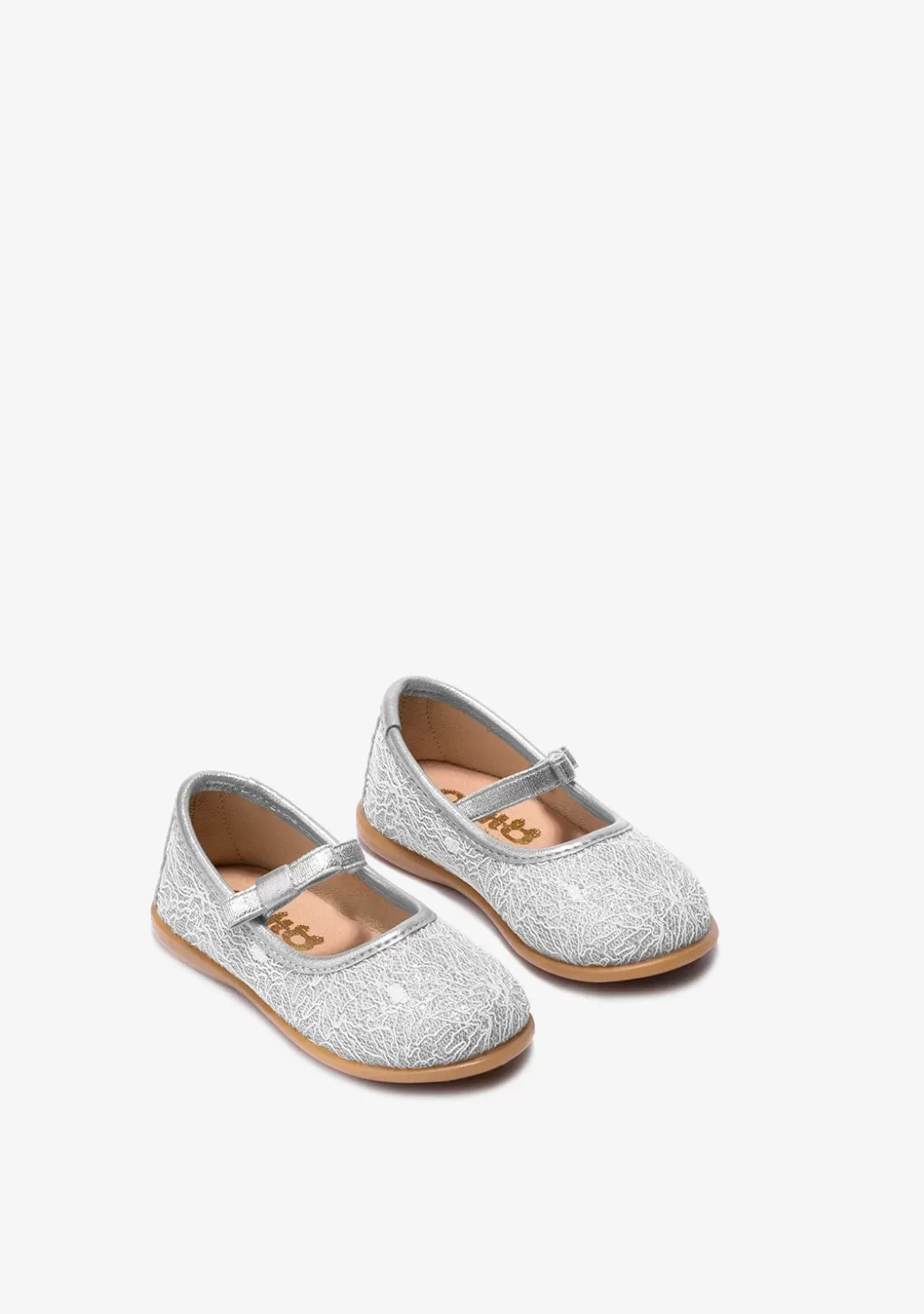 Cheap Bailarinas De Bebé Metalizado Textura Plata Bailarinas | Zapatos De Ceremonia