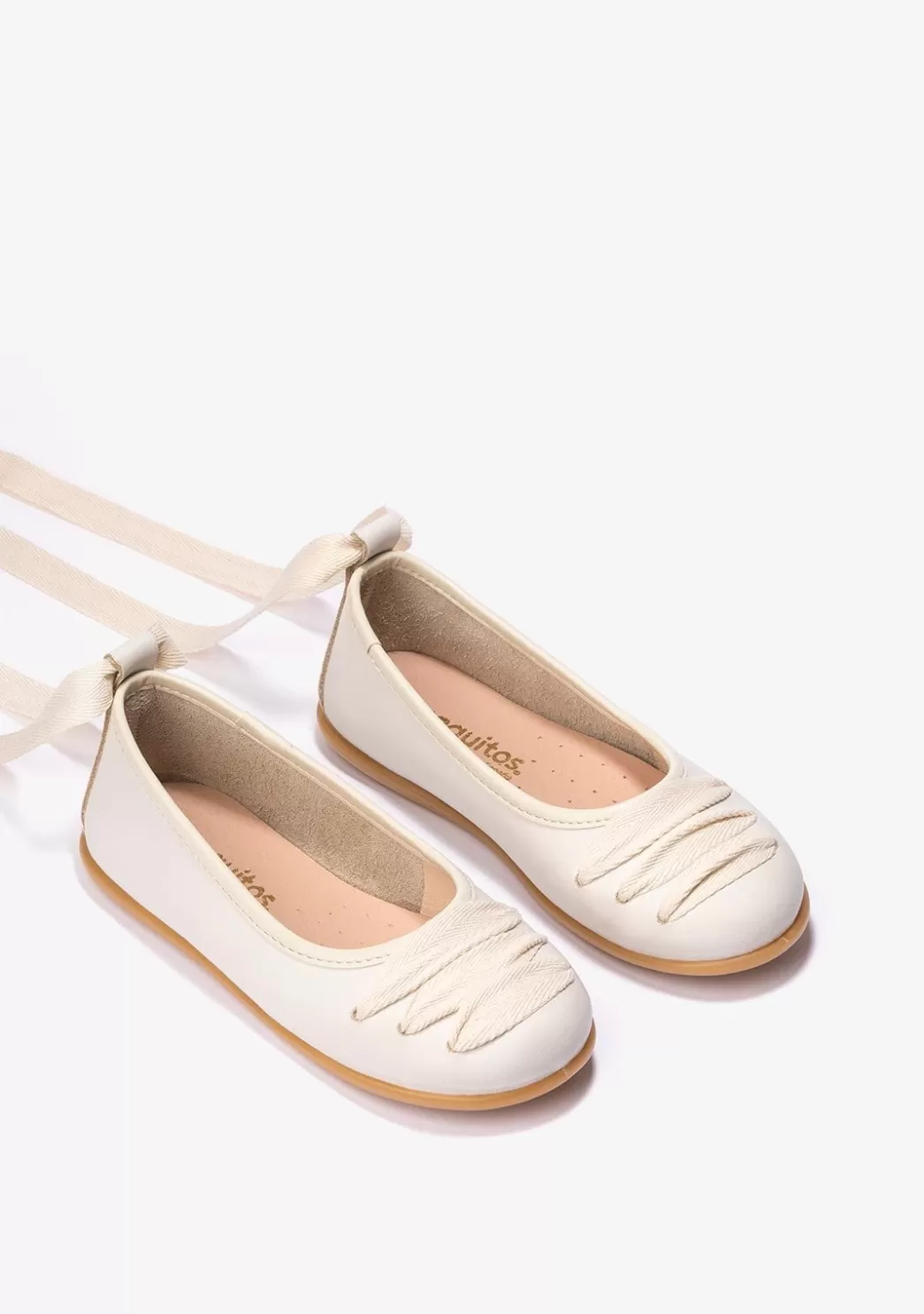 Clearance Bailarinas De Niña Con Lazo Napa Beige B&W Zapatos | Zapatos De Ceremonia