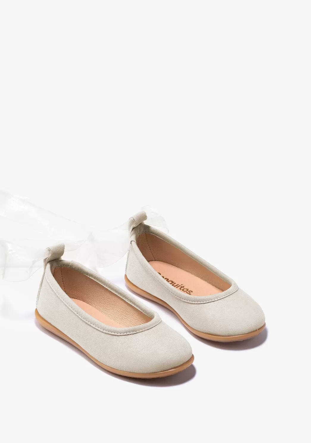 Flash Sale Bailarinas De Niña Lazo Beige Zapatos De Ceremonia | Bailarinas