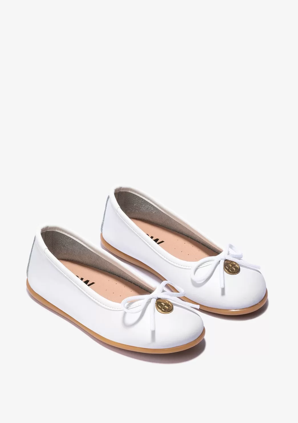 Flash Sale Bailarinas De Niña Lazo Blanco Napa B&W Zapatos | Zapatos De Ceremonia