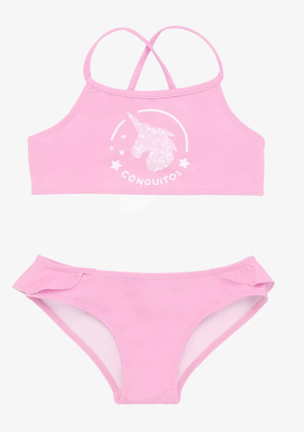 Flash Sale Bikini De Niña Volante Rosa Baño