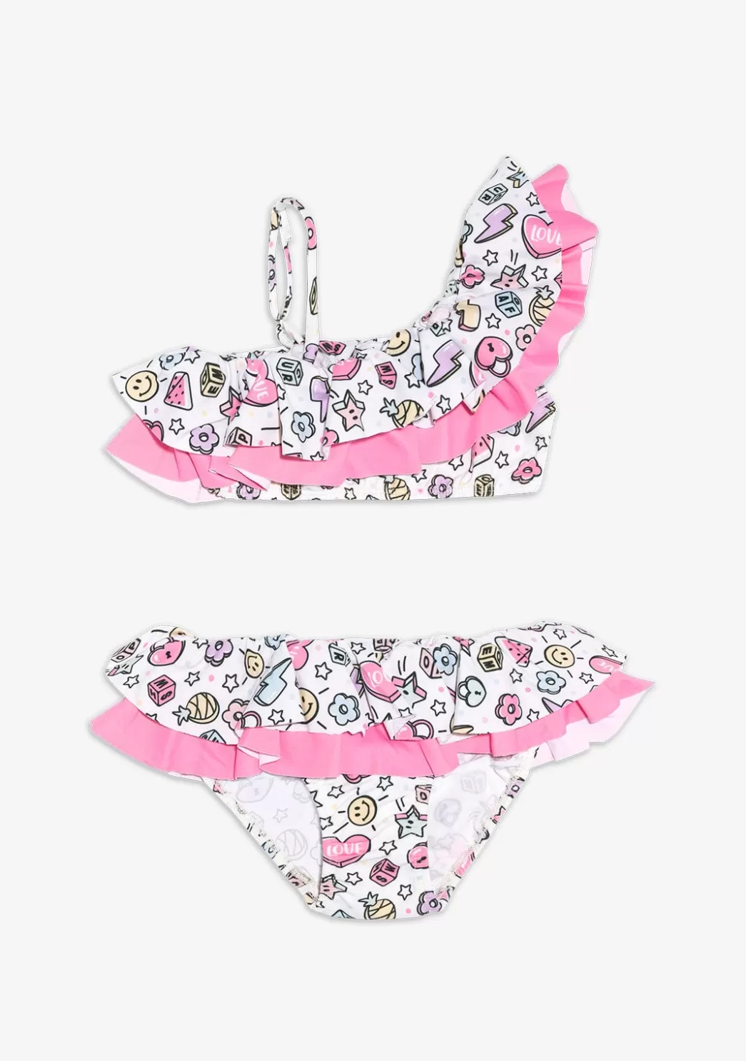 Store Bikini Estampado De Cuentas Blanco De Niña Baño