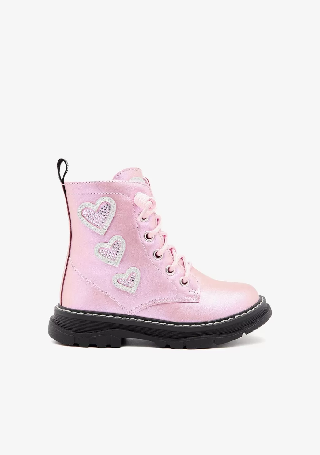 Best Botas Corazones Cordoneras Rosa Botas