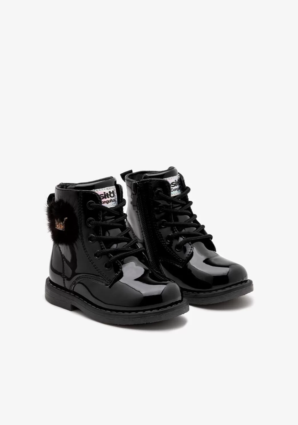 Cheap Botas De Cordones Corona Negro Botas