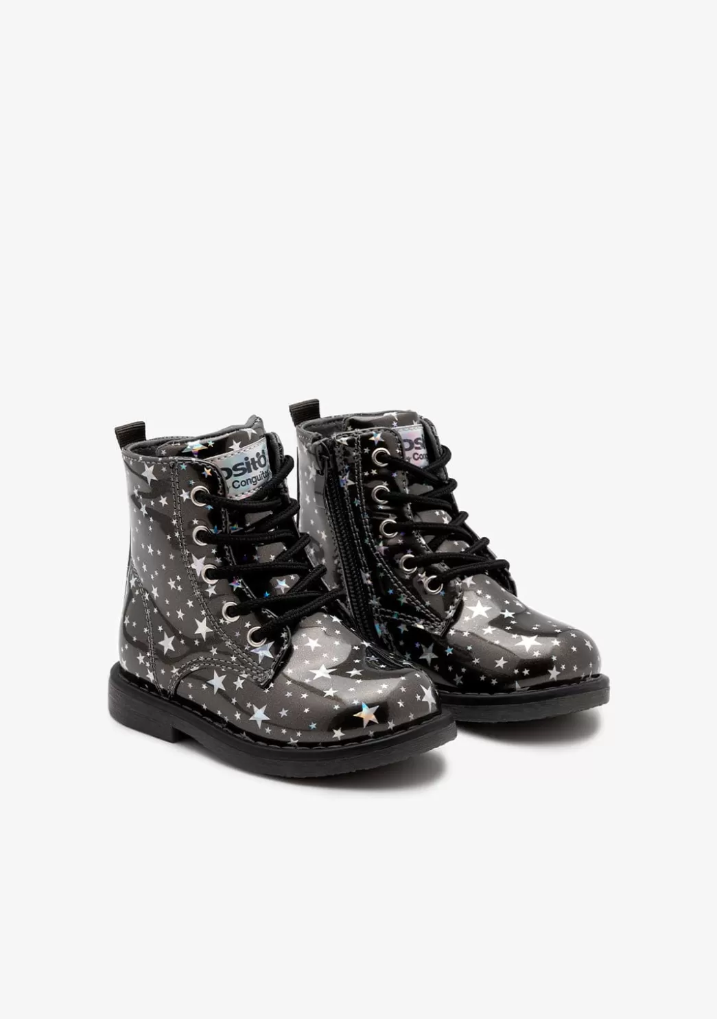 Store Botas De Cordones Estrellas Peltre Botas