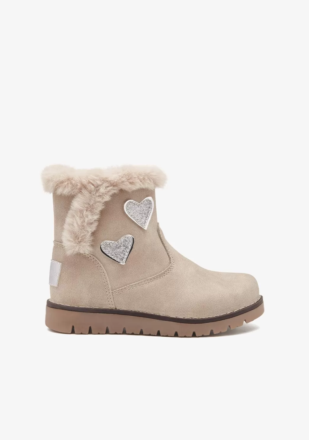 Shop Botas De Felpa Beige Con Corazones Botas | Botas