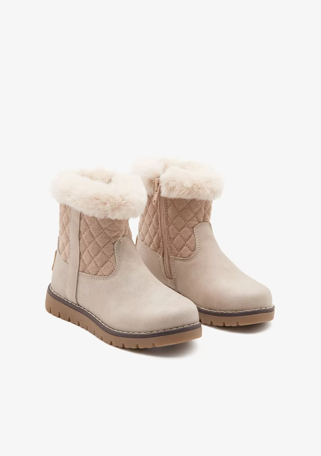 Discount Botas De Felpa De Diamante Beige Botas