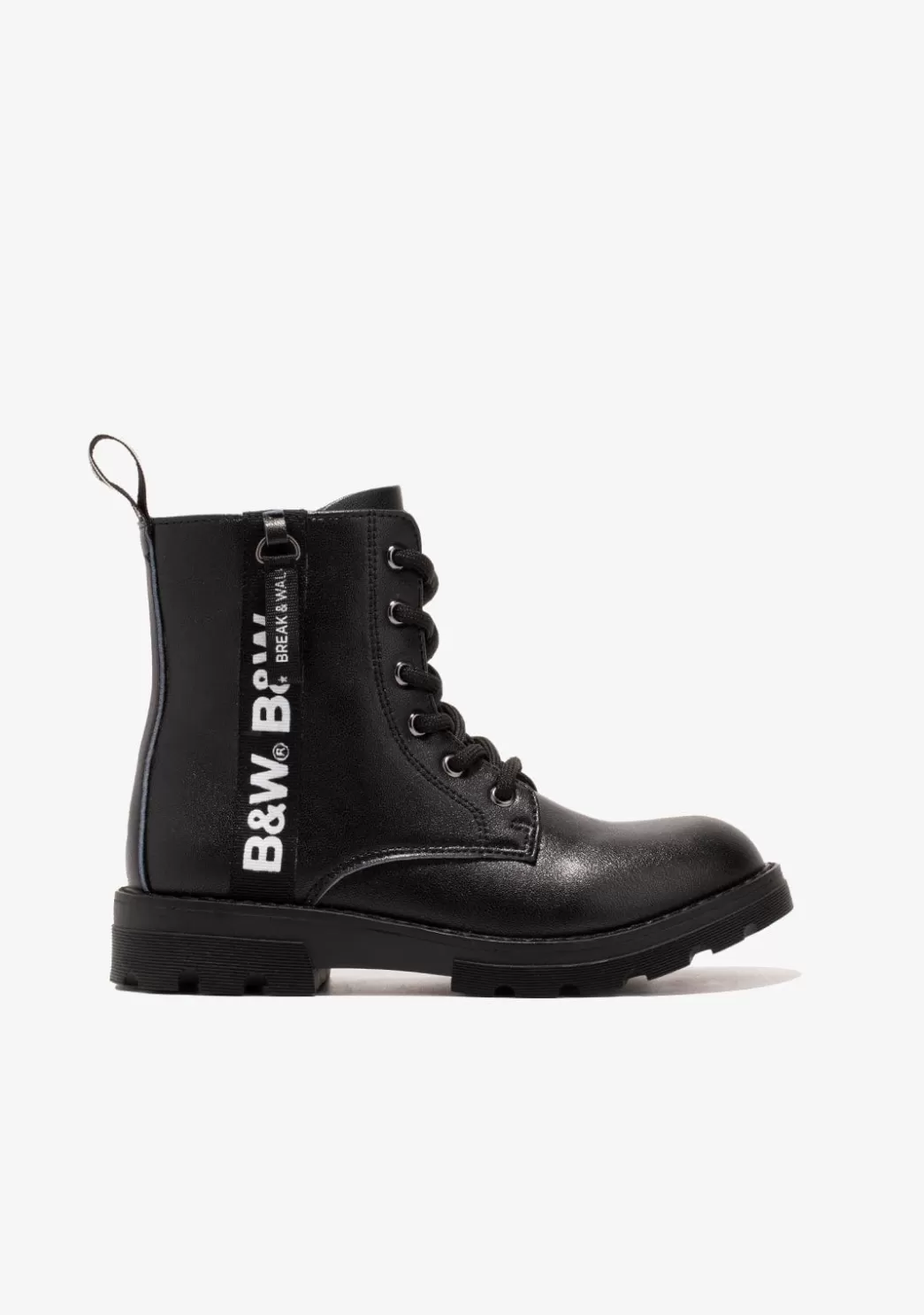 New Botas De Niña Militares Logo Negro B&W Botas | Botas