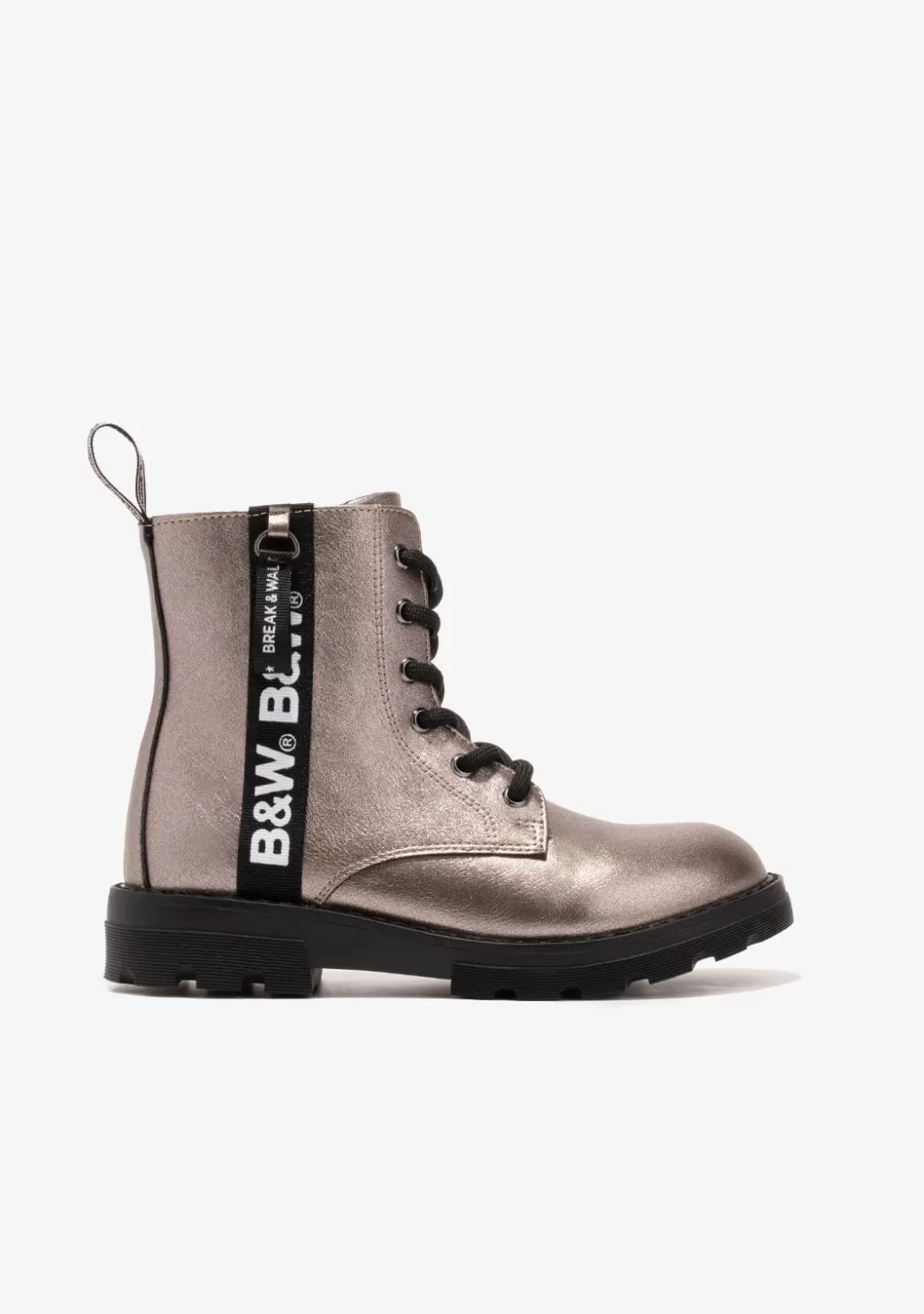 Outlet Botas De Niña Militares Logo Plomo B&W Botas | Botas