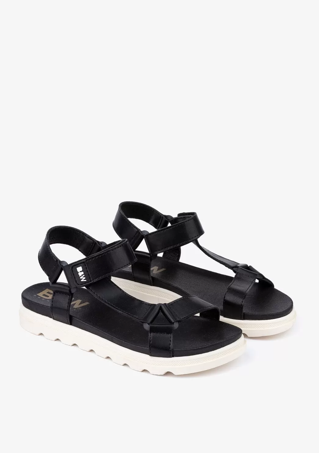 New B&W Sandalias De Niña Napa Negro Sandalias | Sandalias