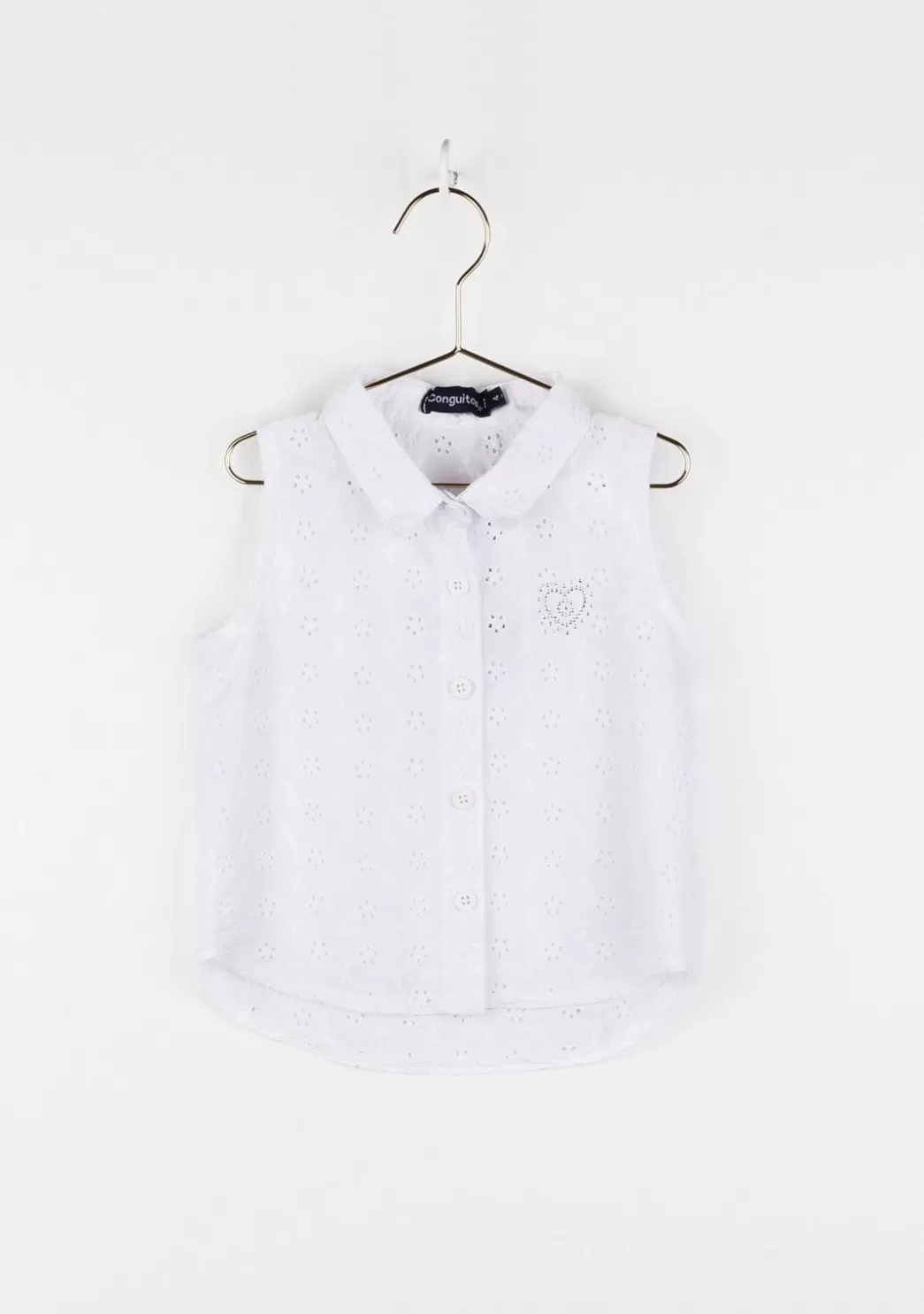 Outlet Camisa De Niña Troquelada Blanco Camisetas