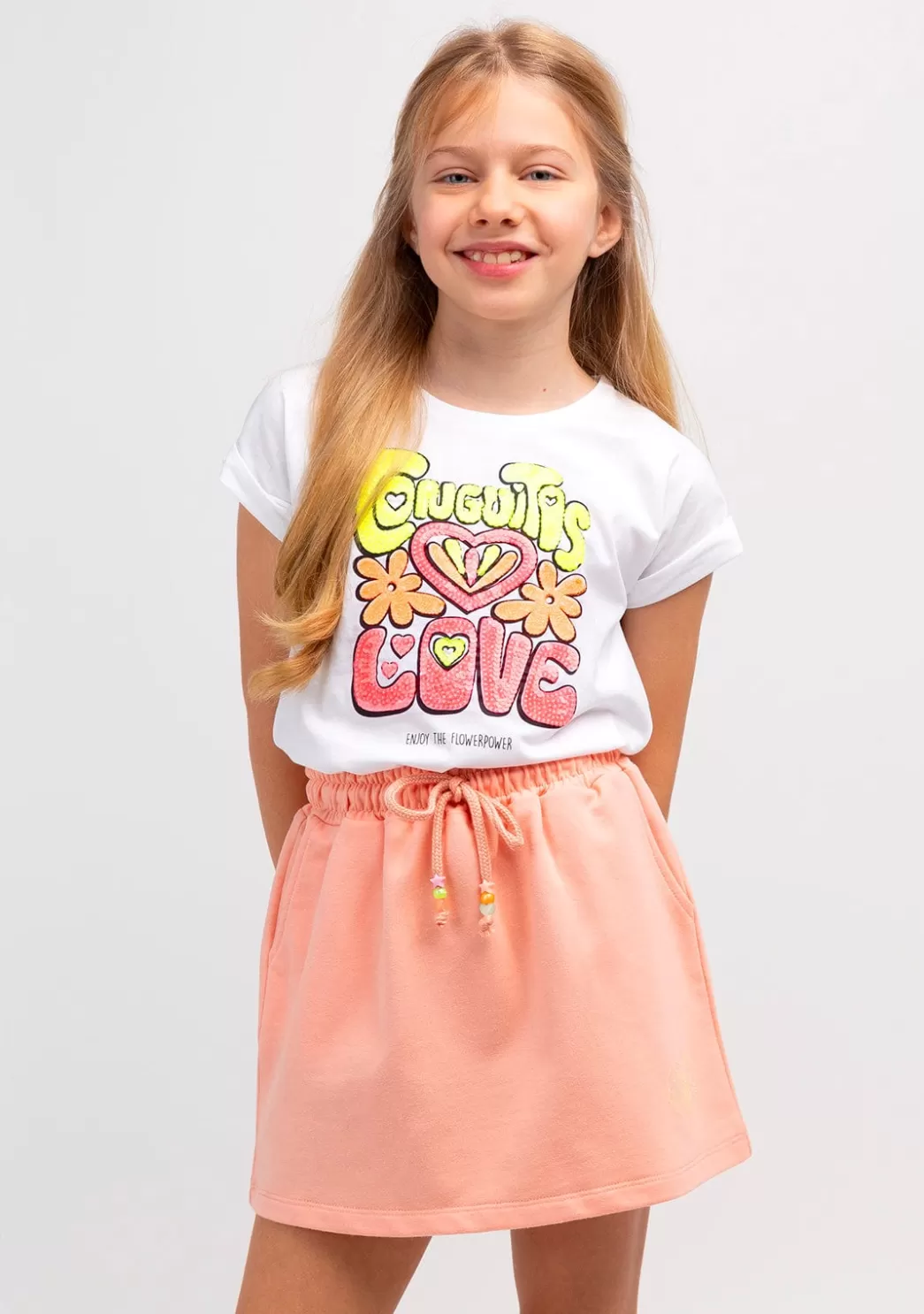 Shop Camiseta Blanca De Lentejuelas Love Fluor De Niña Camisetas