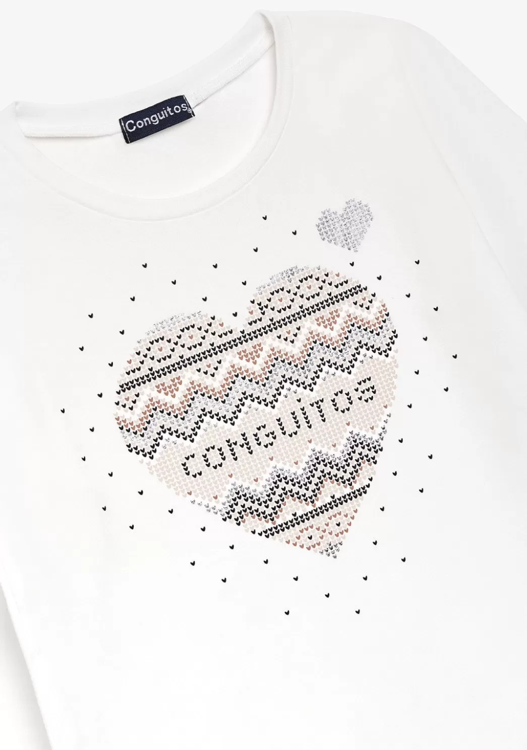 Store Camiseta Corazón Puntos Blanco Camisetas | Camisetas Manga Larga