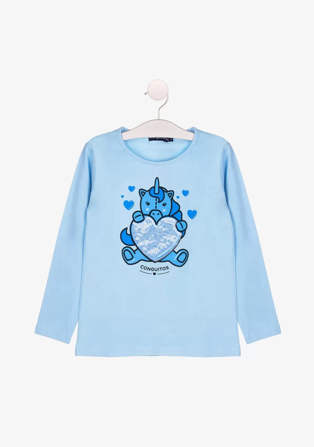 Best Camiseta De Niña Celeste Con Unicornio Camisetas | Camisetas Manga Larga