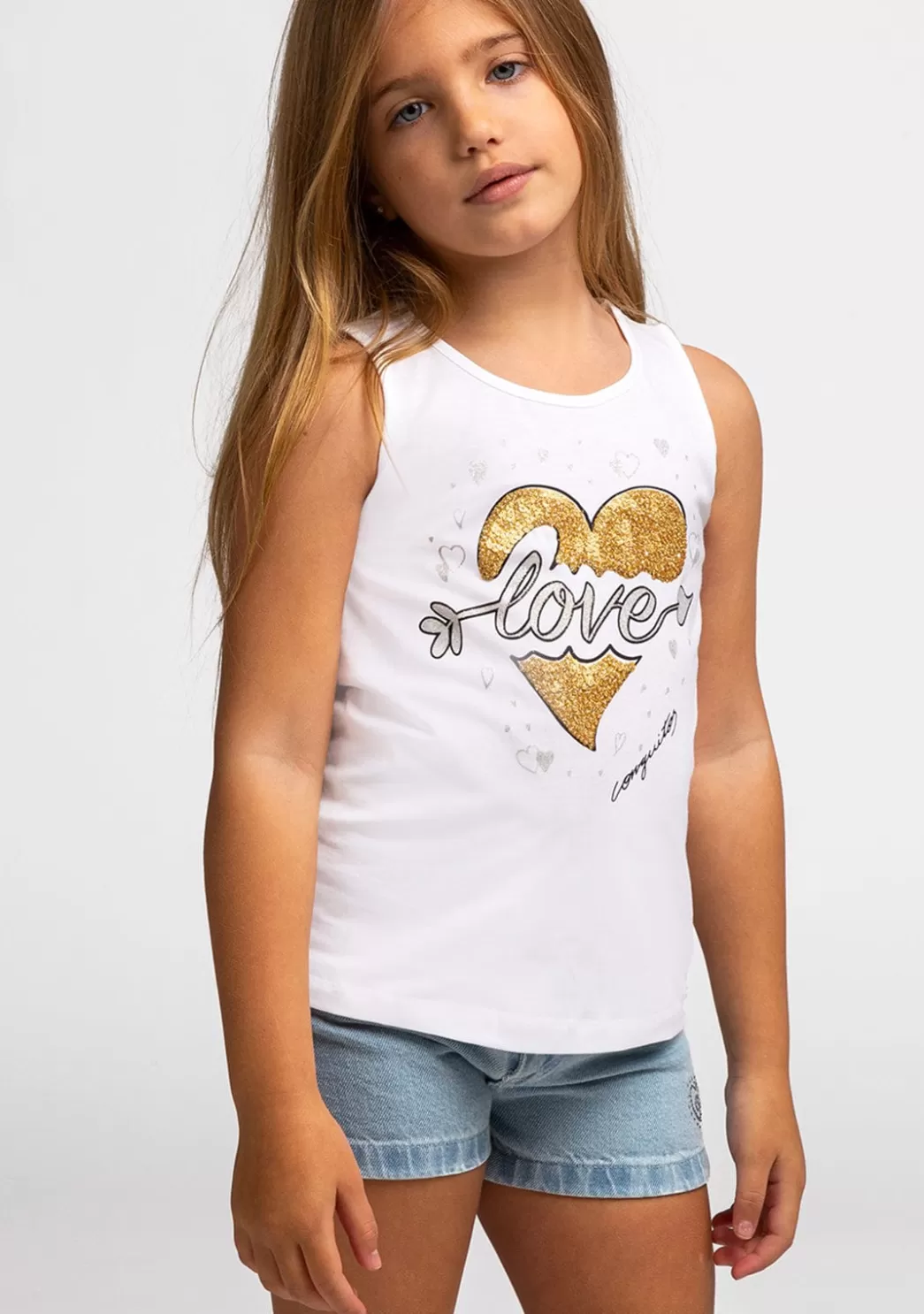 Hot Camiseta De Niña Corazón Oro Camisetas