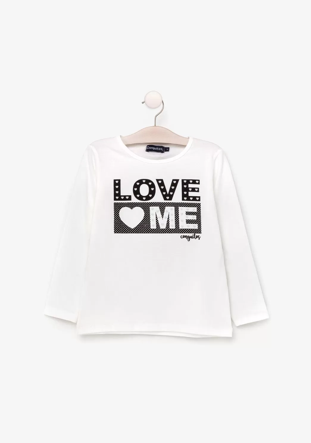 Store Camiseta De Niña Love Me Blanco Con Luz Camisetas | Camisetas Manga Larga