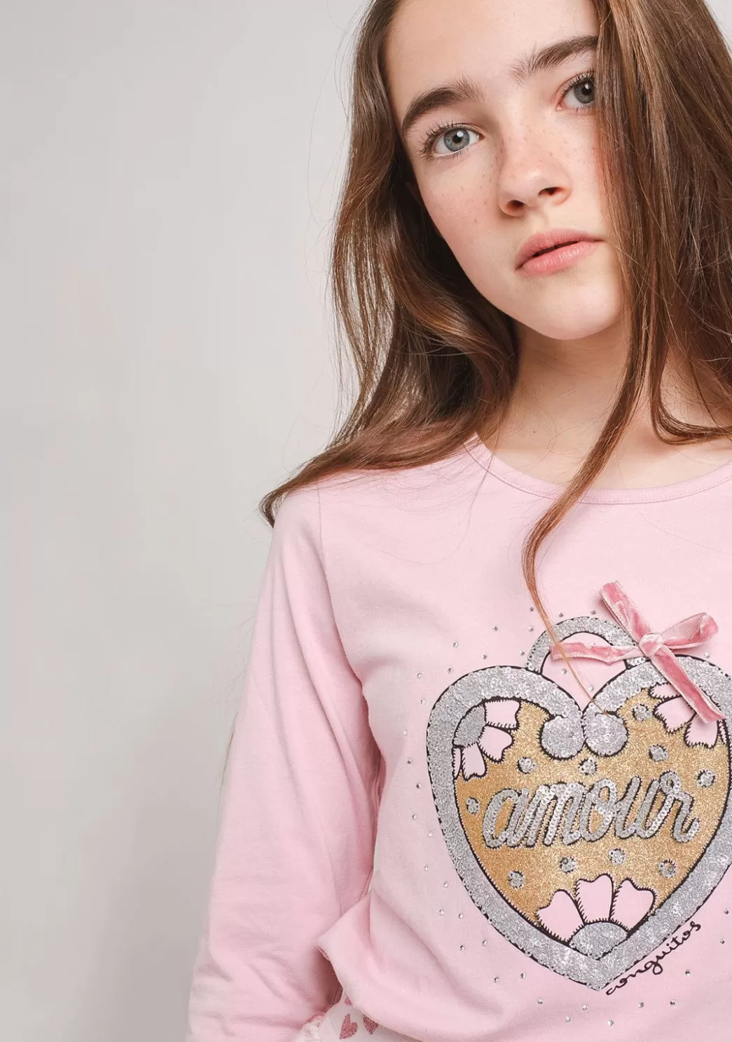 Cheap Camiseta Niña Corazón Rosa Camisetas | Camisetas Manga Larga