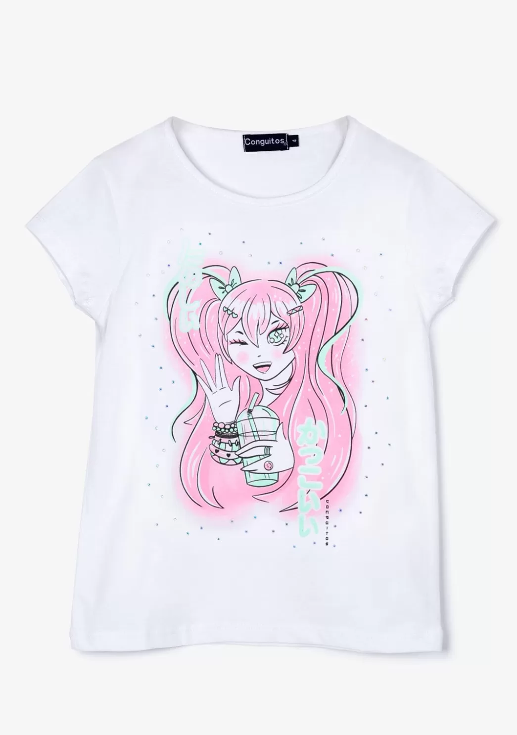 Outlet Camiseta Niña Estampado Manga Blanca Camisetas