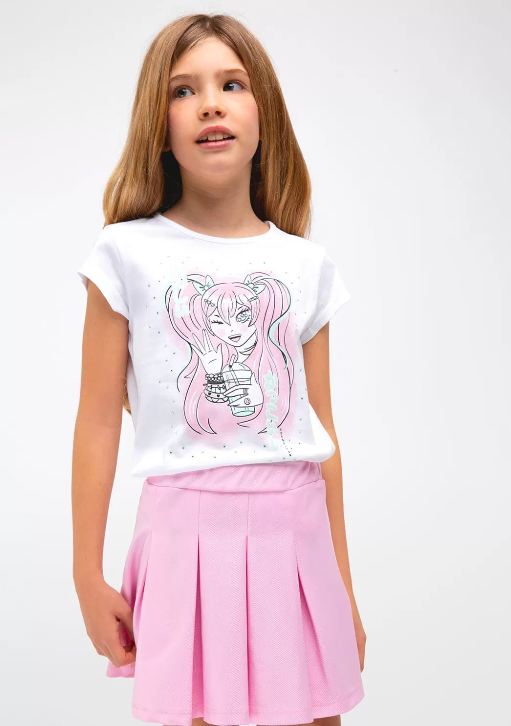 Outlet Camiseta Niña Estampado Manga Blanca Camisetas