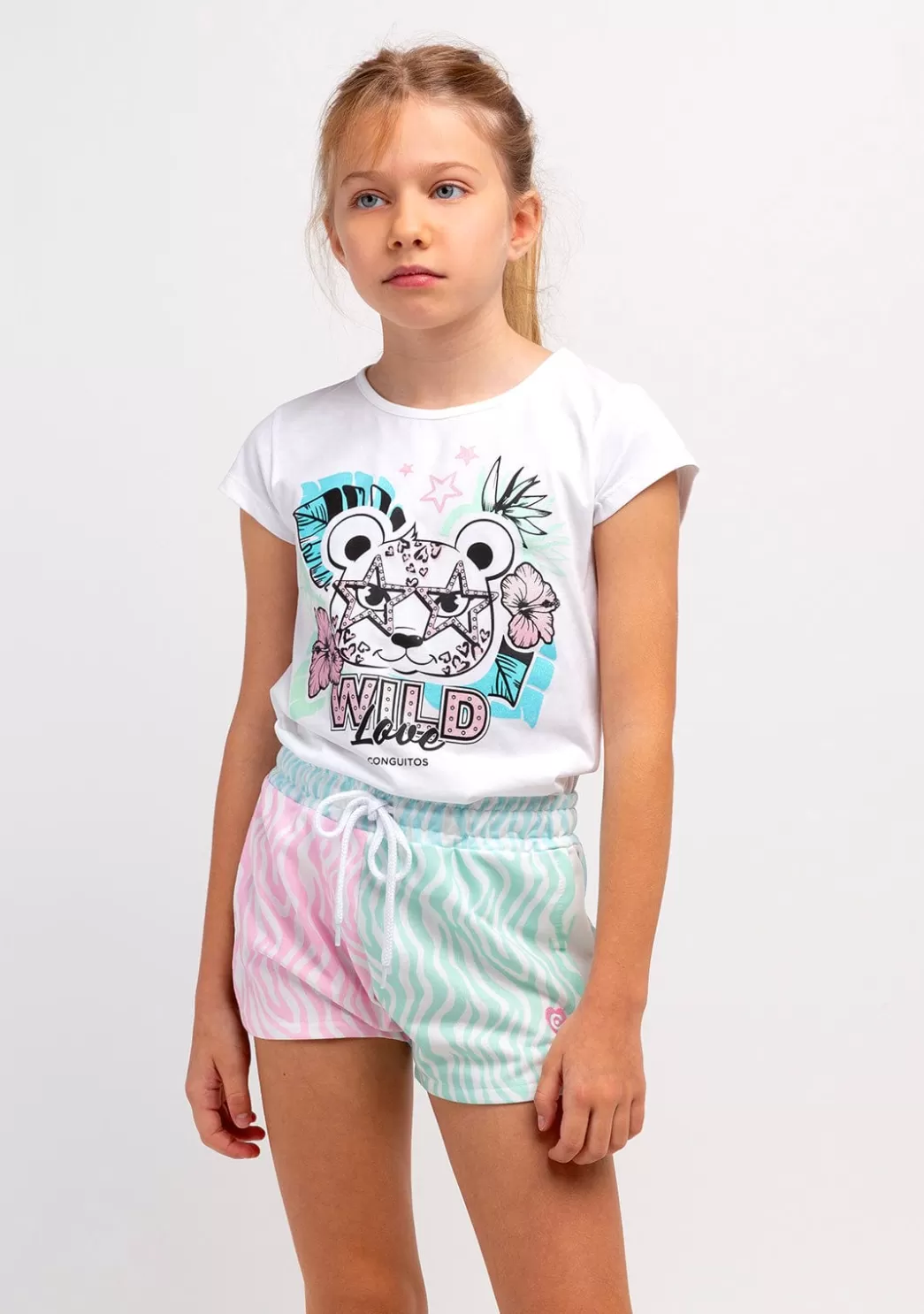 Store Camiseta Niña Leopardo Glitter Blanco Camisetas