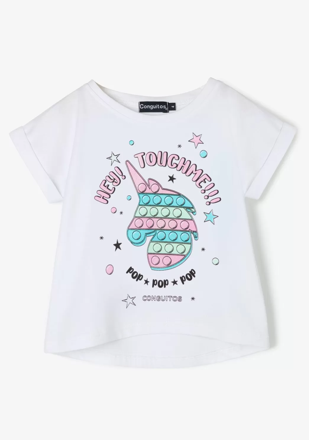 Cheap Camiseta Niña Unicornio Glitter Blanco Camisetas