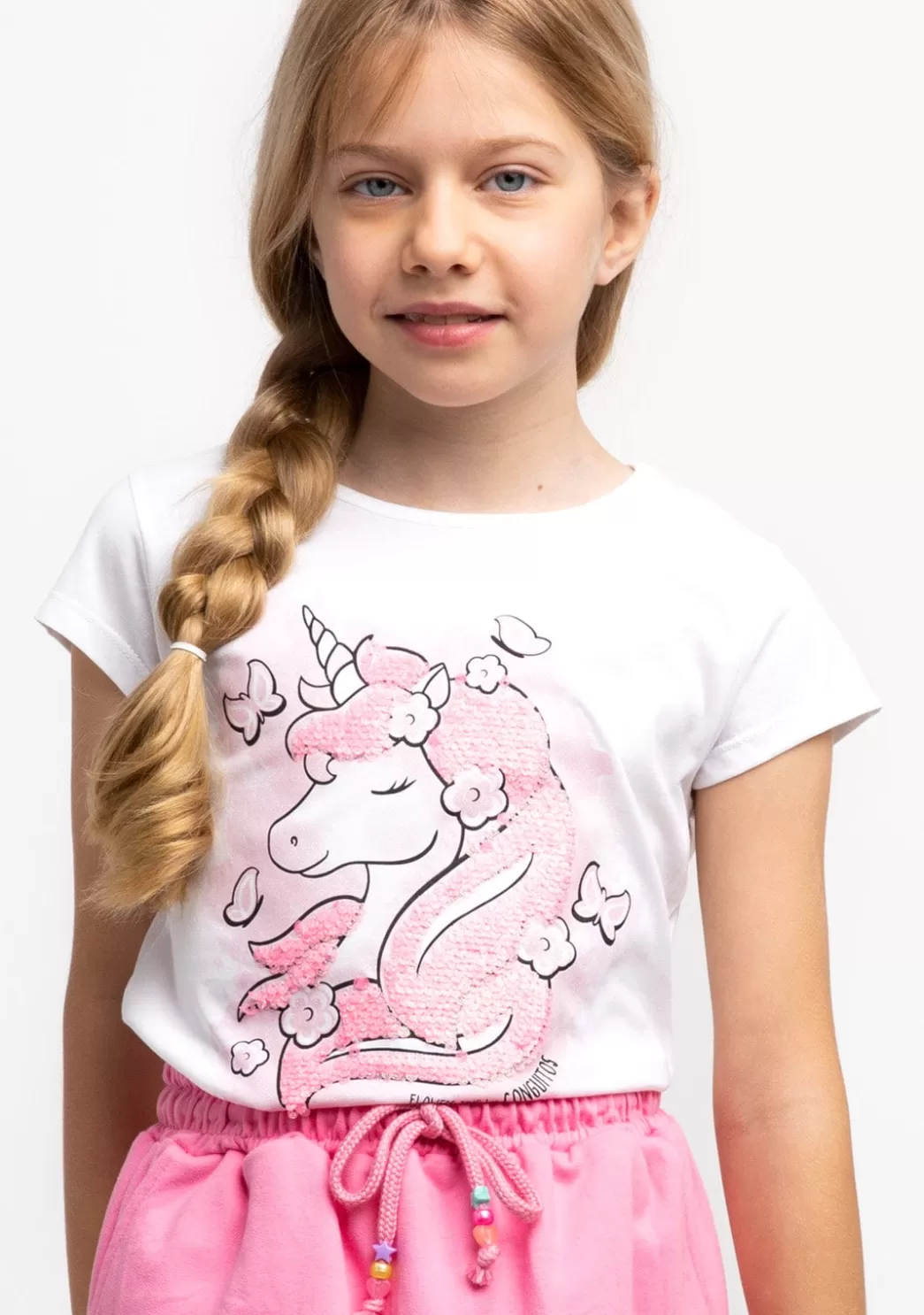 Hot Camiseta Niña Unicornio Lentejuelas Blanca Camisetas