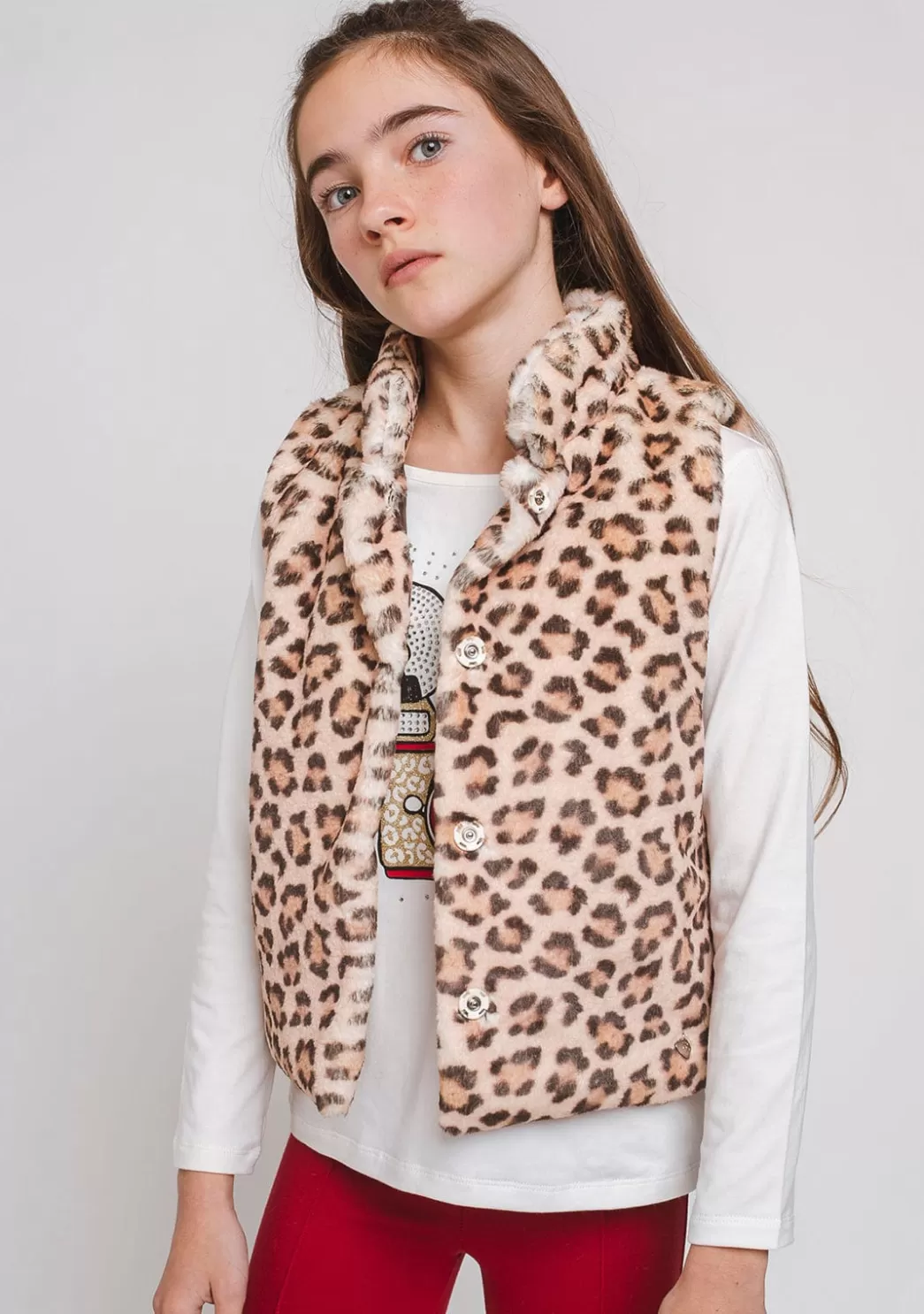 Hot Chaleco Pelo De Niña Leopardo Chaquetas