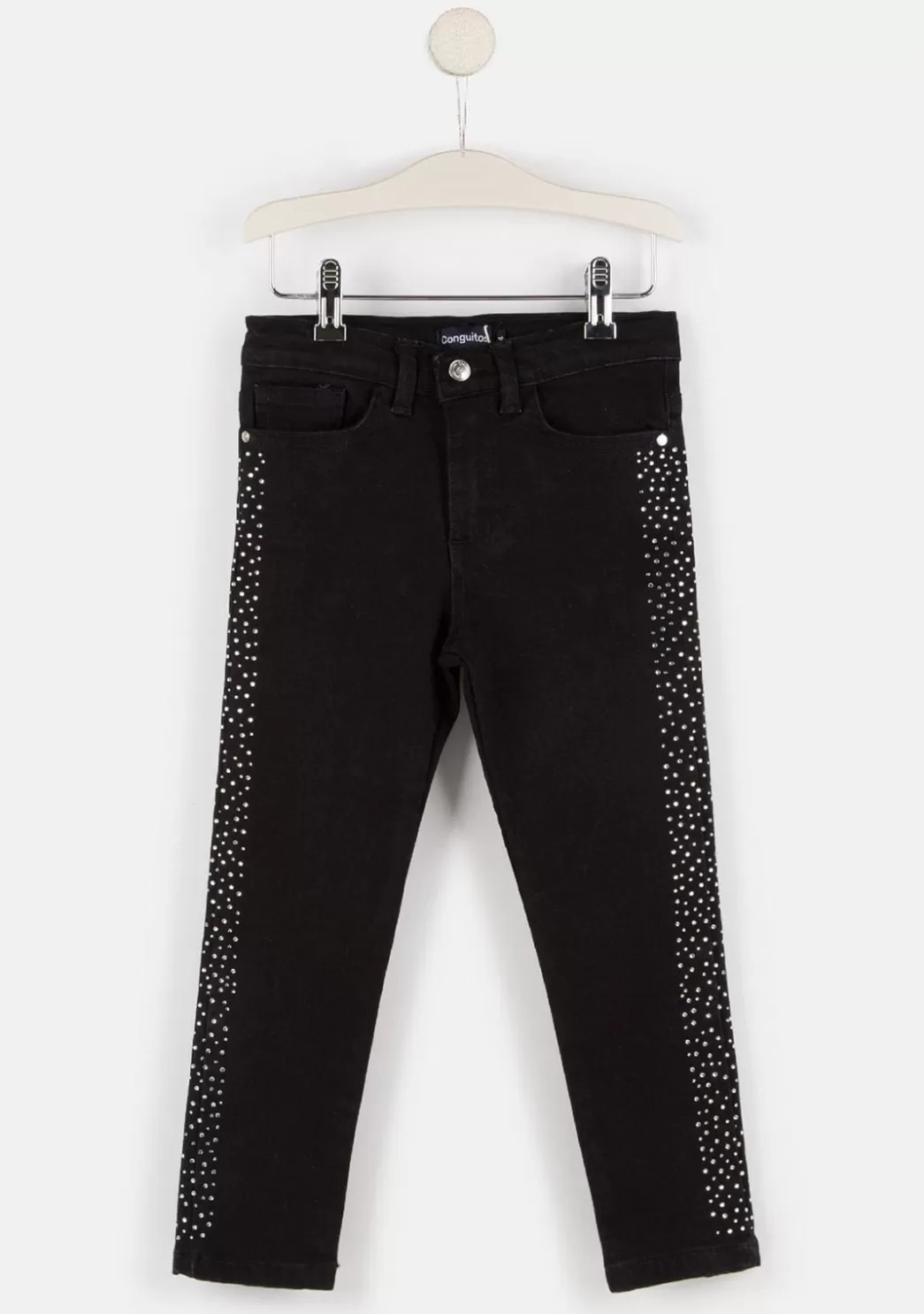 Clearance Jeans De Niña Lateral Strass Negro Pantalones Y Leggins