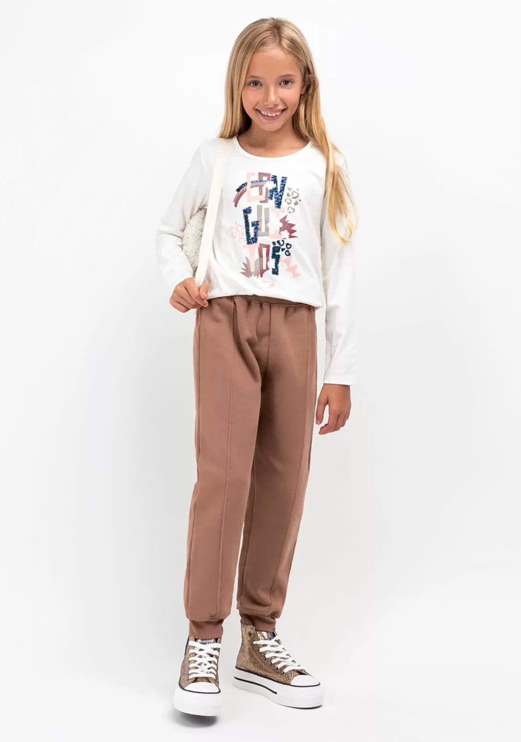 Cheap Joggers De Niña Basic Marrón Pantalones Y Leggins