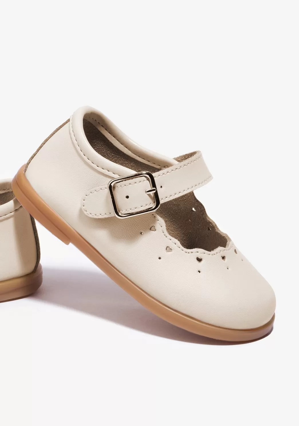 Best Sale Merceditas De Bebé Hebilla Beige Bailarinas | Zapatos De Ceremonia