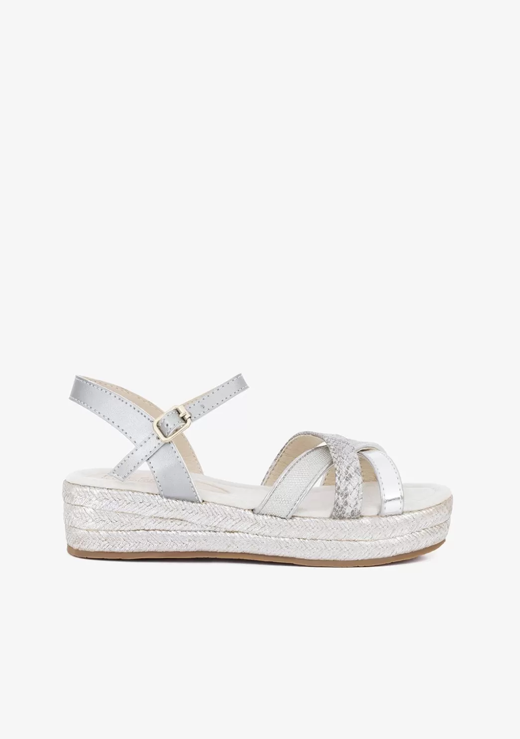 Sale Sandalias Cuña De Niña Glitter Plata Sandalias | Alpargatas