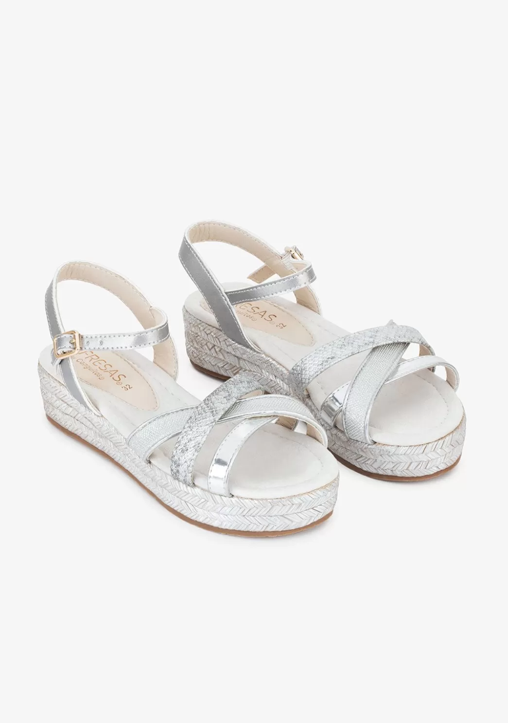 Sale Sandalias Cuña De Niña Glitter Plata Sandalias | Alpargatas