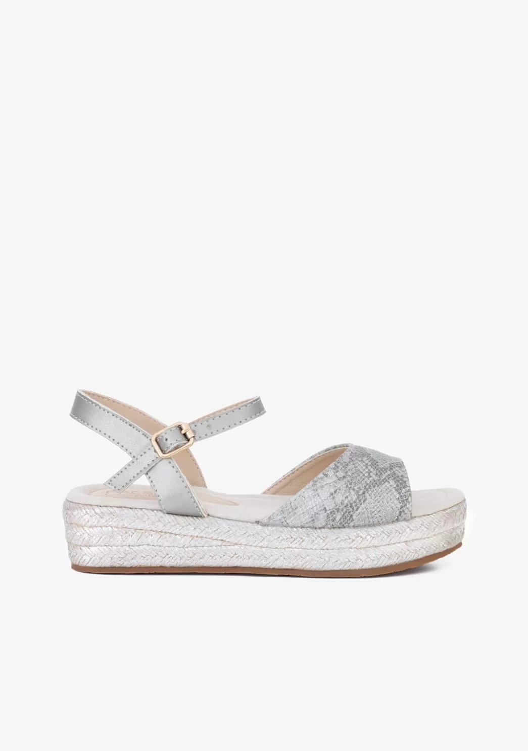 Clearance Sandalias Cuña De Niña Serpiente Plata Sandalias | Alpargatas