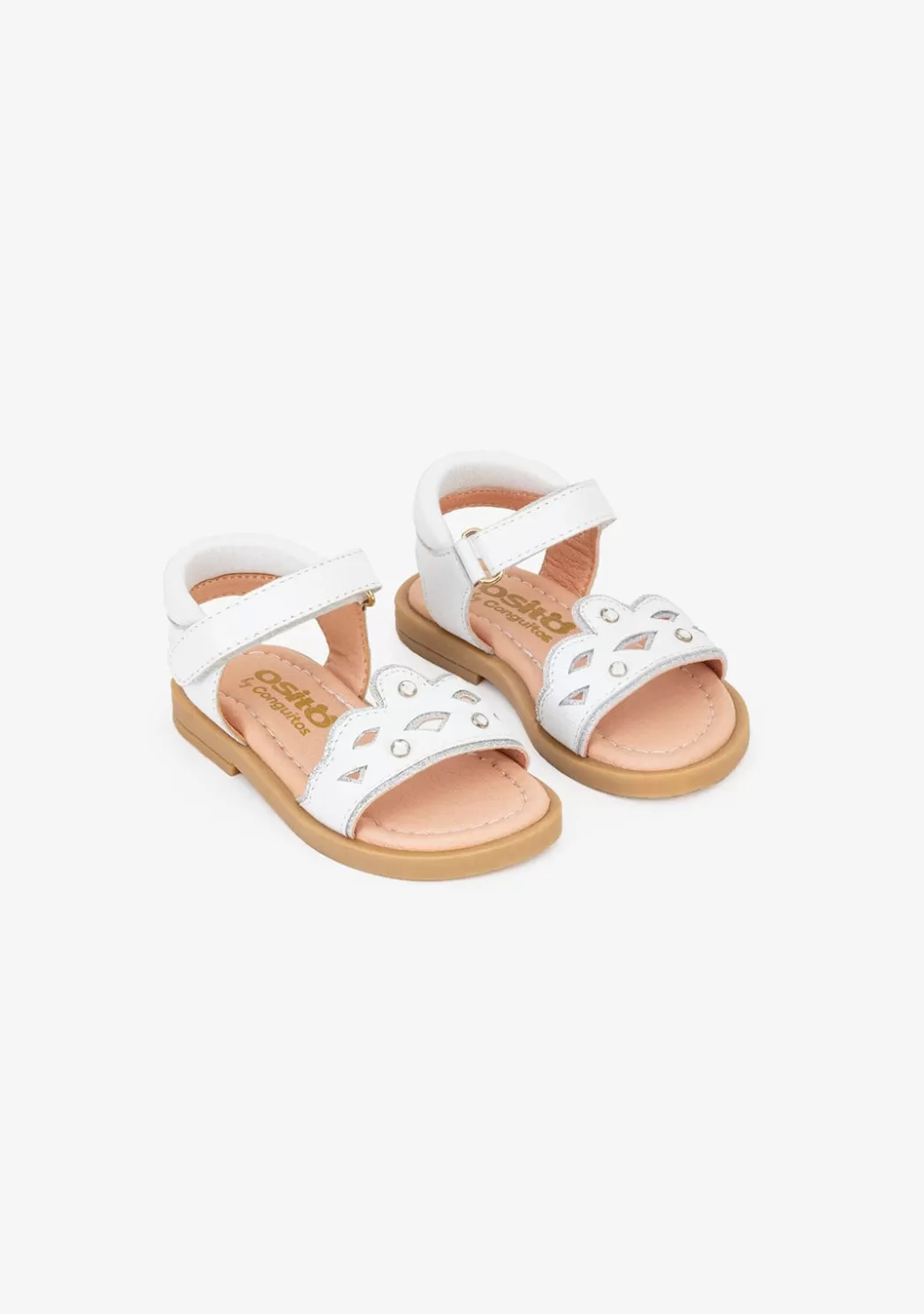 Discount Sandalias De Bebé Corona Piel Blanco Sandalias