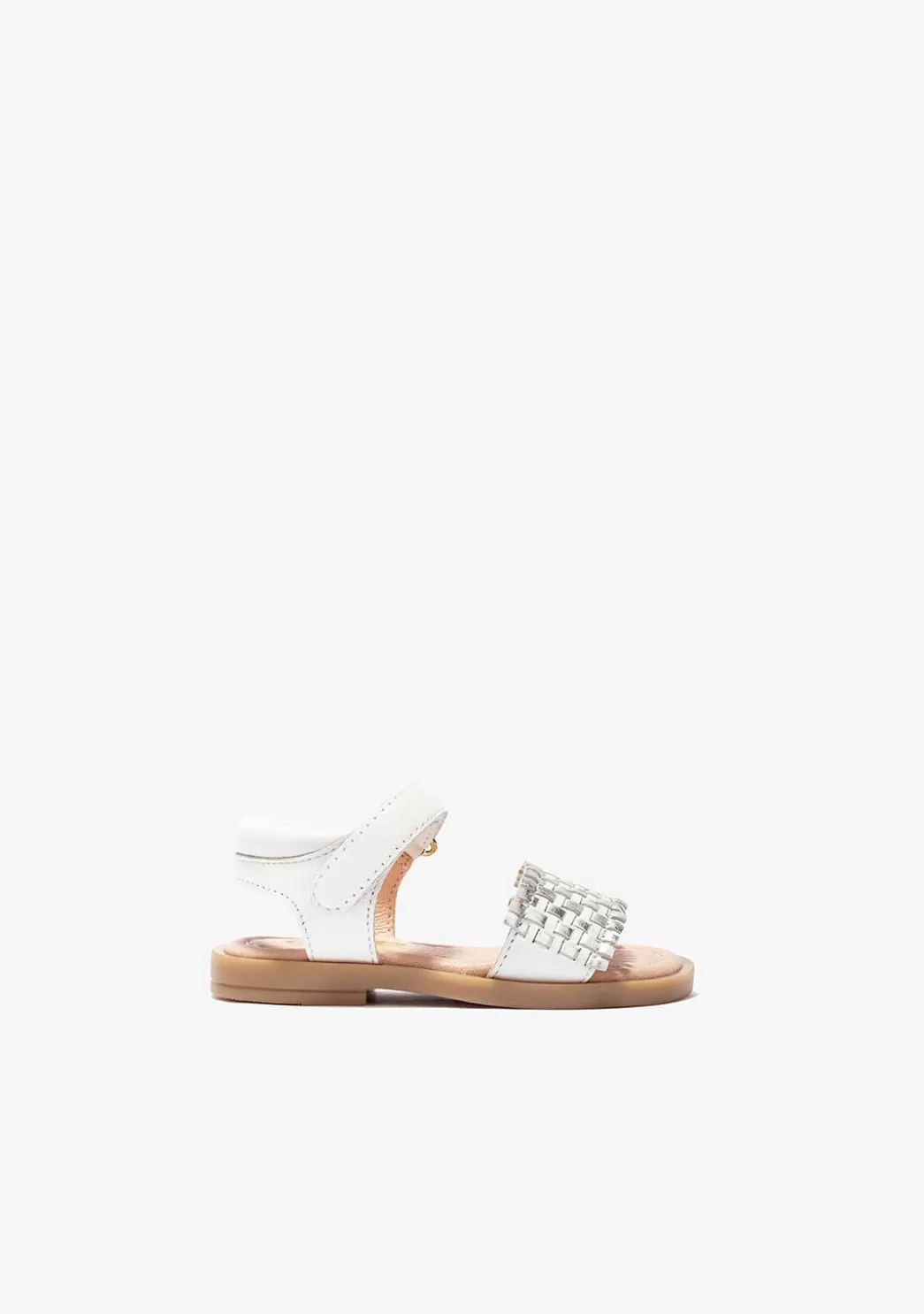 Clearance Sandalias De Bebé Piel Trenzada Blanco/Plata Sandalias