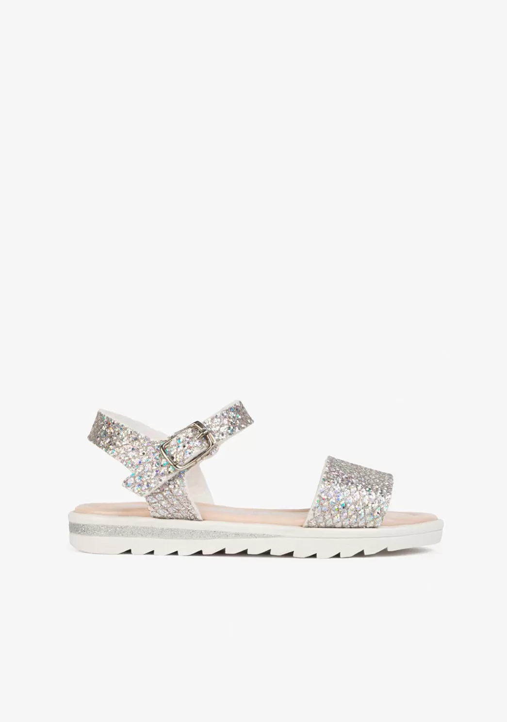 Best Sale Sandalias De Niña Glitter Multi Plata Sandalias