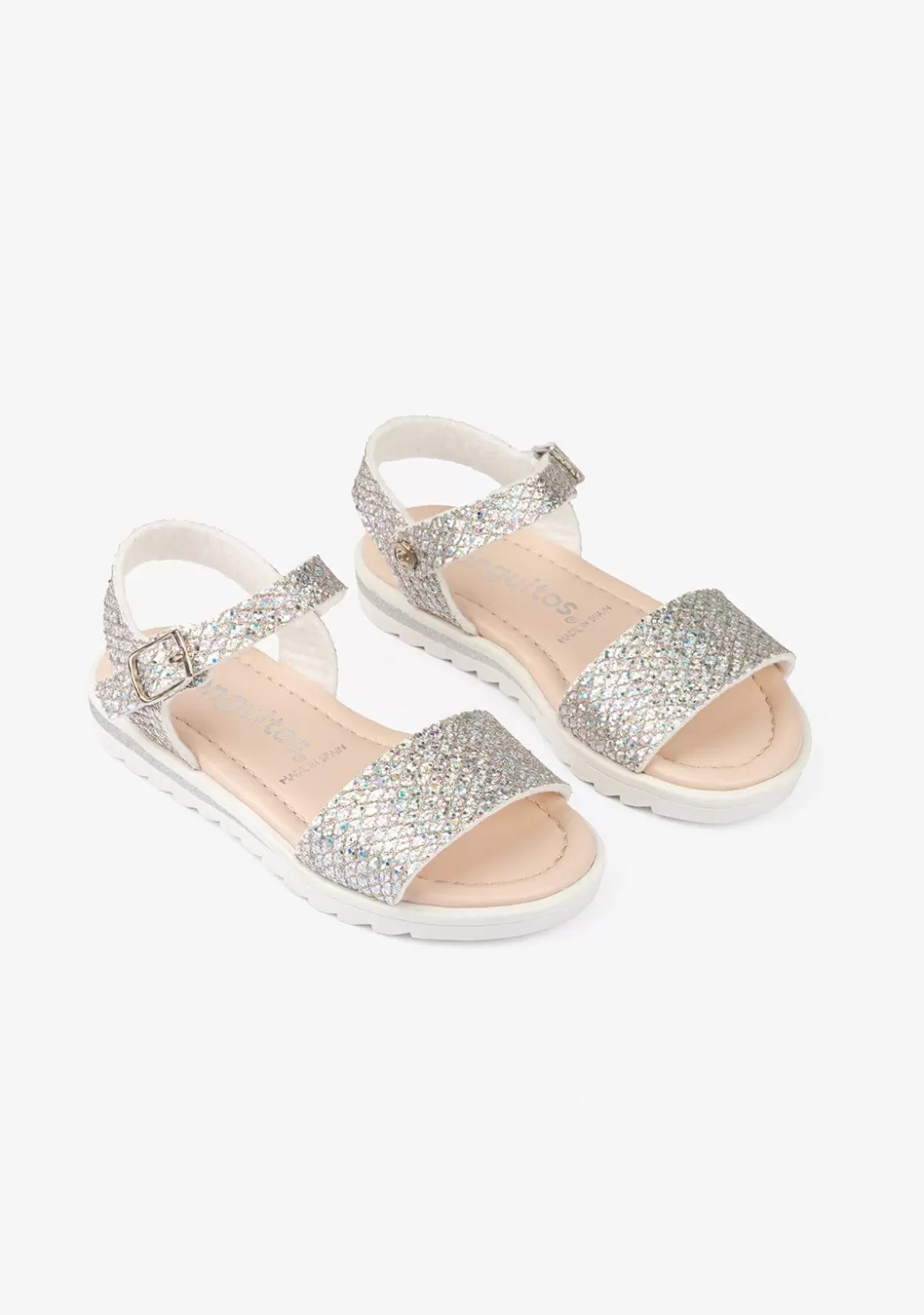 Best Sale Sandalias De Niña Glitter Multi Plata Sandalias