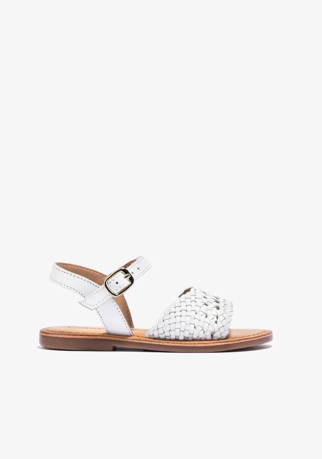 Discount Sandalias De Niña Hebilla Textura Napa Blanco Sandalias | Zapatos De Ceremonia