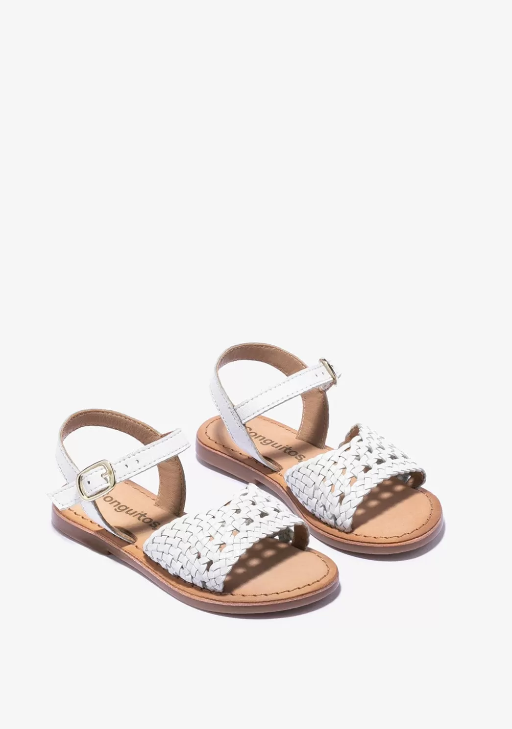 Discount Sandalias De Niña Hebilla Textura Napa Blanco Sandalias | Zapatos De Ceremonia