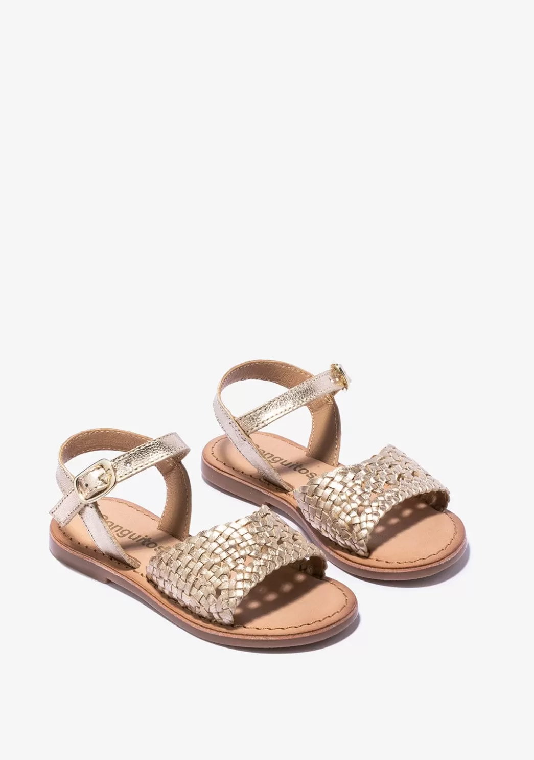 Discount Sandalias De Niña Hebilla Textura Napa Oro Sandalias | Zapatos De Ceremonia