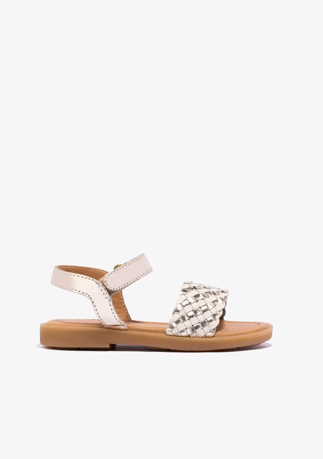 Shop Sandalias De Niña Napa Oro Beige Sandalias