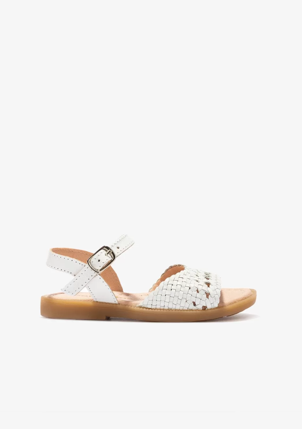 Online Sandalias De Niña Piel Trenzada Blanco Sandalias | Zapatos De Ceremonia