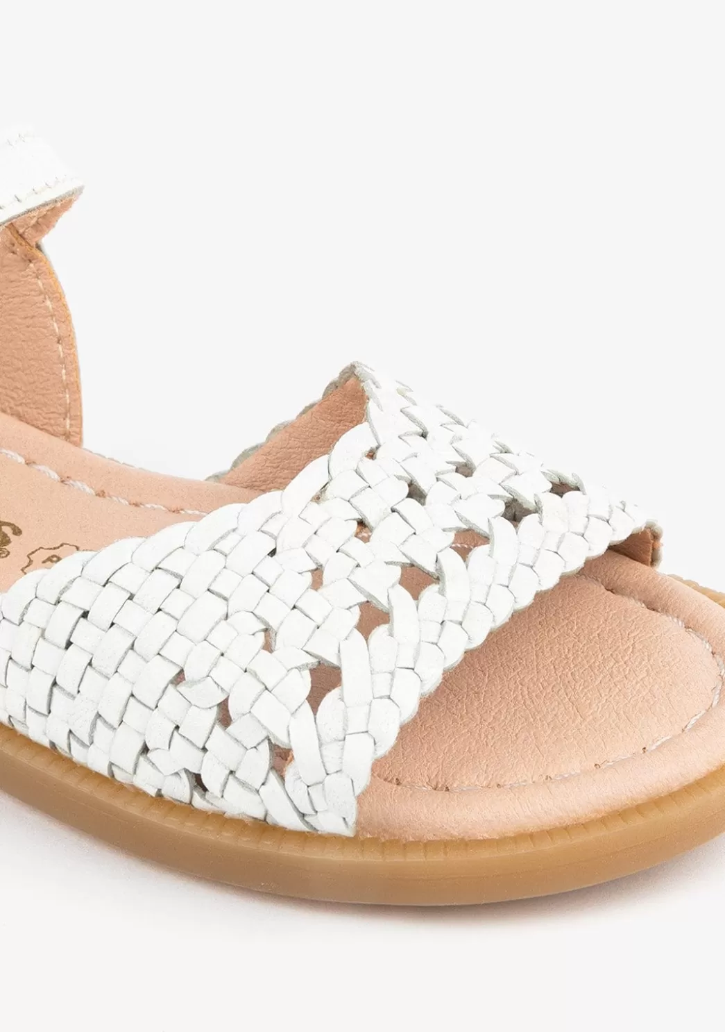 Online Sandalias De Niña Piel Trenzada Blanco Sandalias | Zapatos De Ceremonia