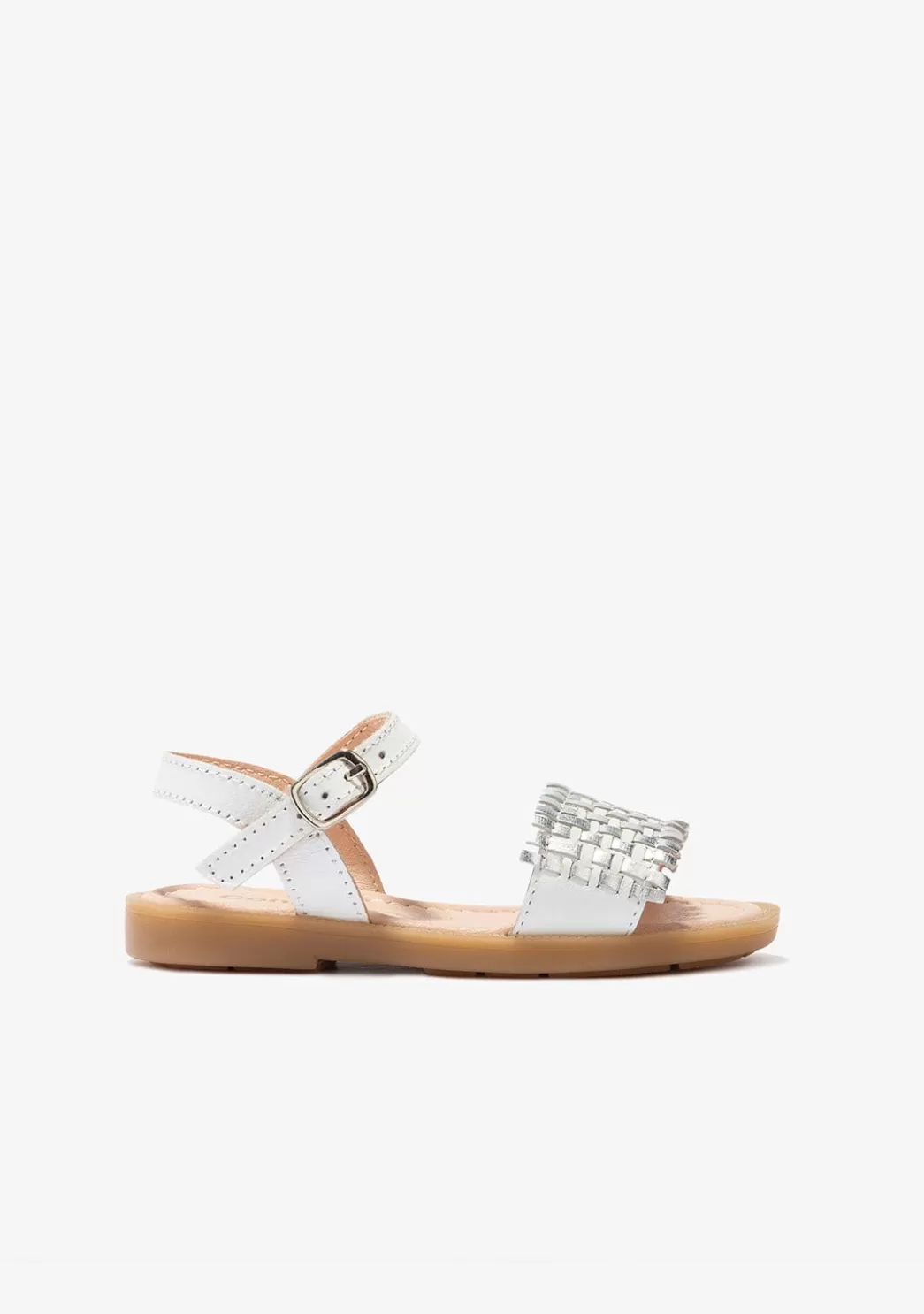 Flash Sale Sandalias De Niña Piel Trenzada Blanco/Plata Sandalias | Zapatos De Ceremonia