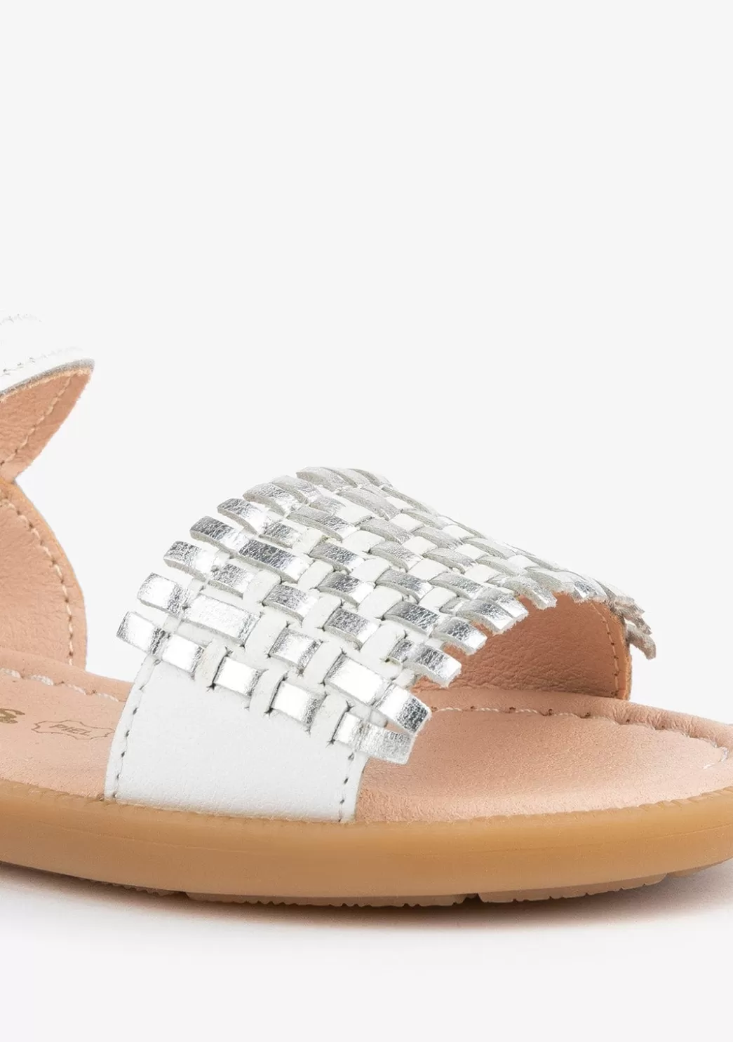 Flash Sale Sandalias De Niña Piel Trenzada Blanco/Plata Sandalias | Zapatos De Ceremonia