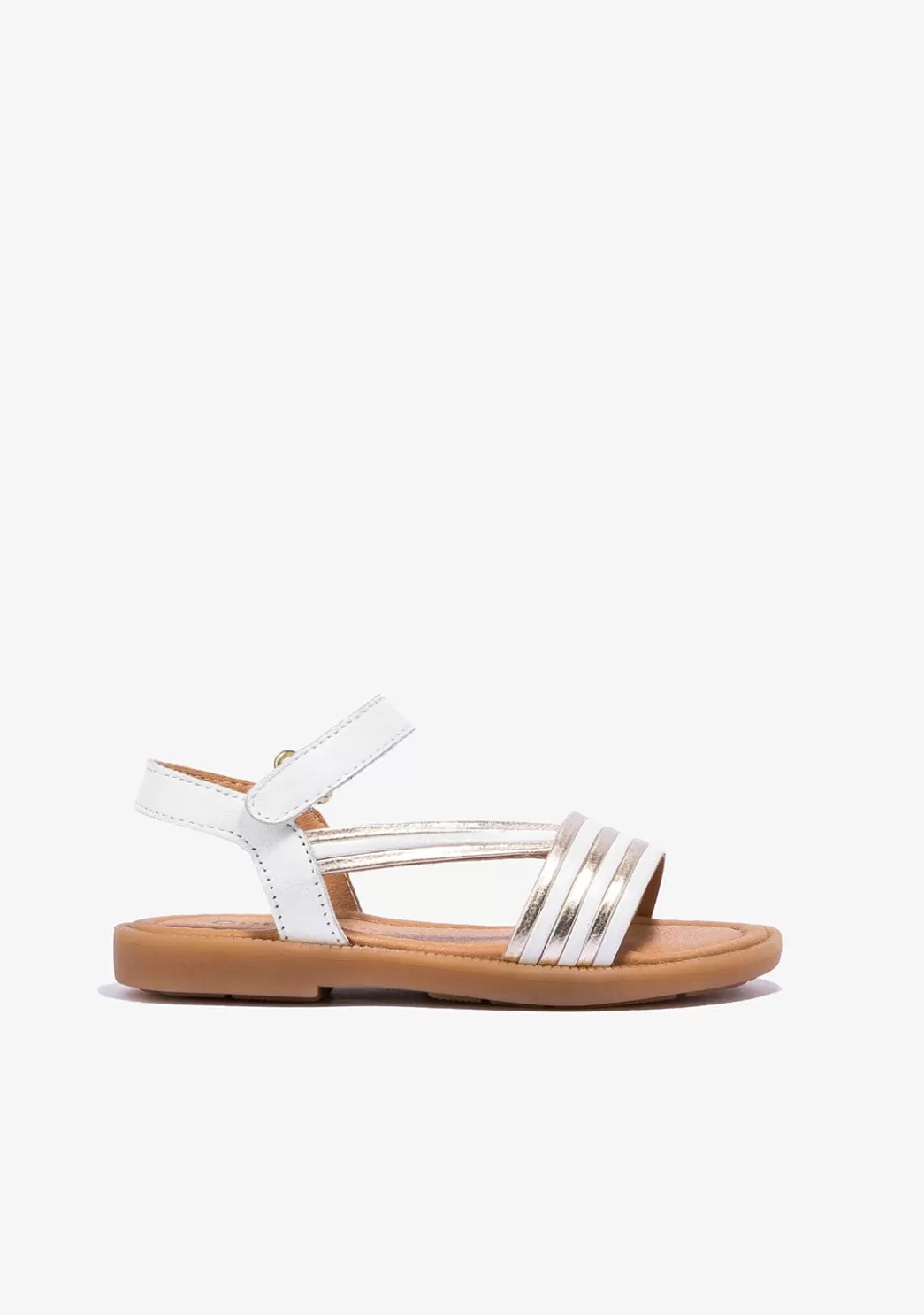 Best Sandalias De Niña Tira Adherente Napa Blanco Oro Sandalias | Zapatos De Ceremonia