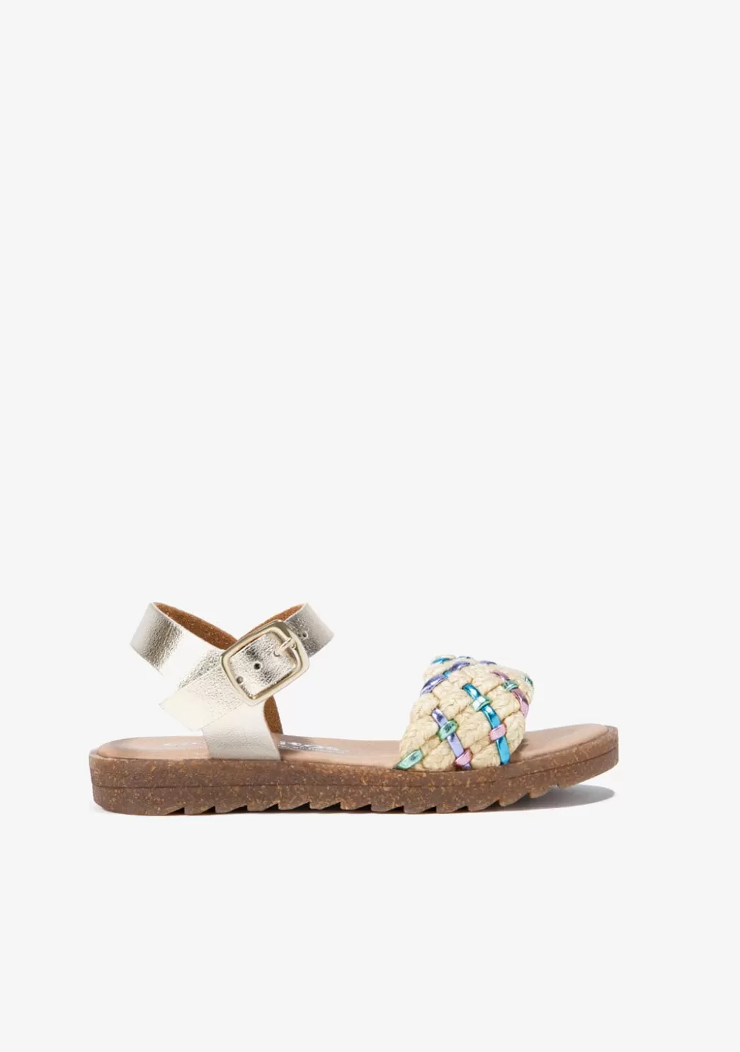 Shop Sandalias De Niña Trenzado Metalizado Multicolor Sandalias